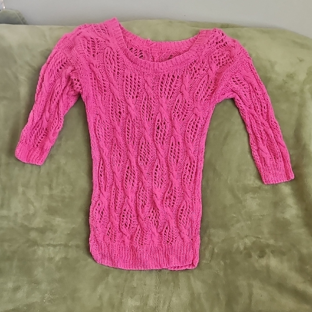 Pink Cable Knit Women's Sweater